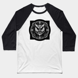 Owl on Black Baseball T-Shirt